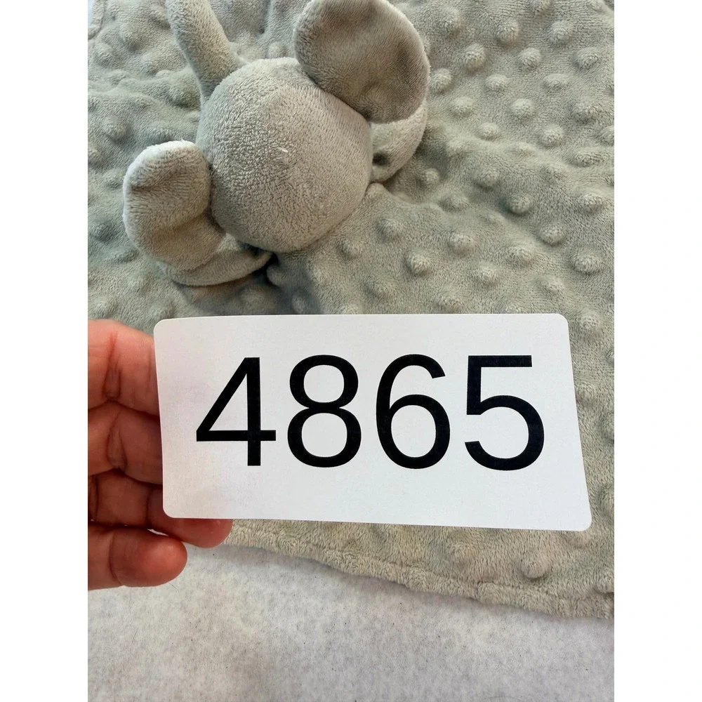 Elegant Baby Grey Elephant Minky Dot Security Blanket Plush Lovey 12x12